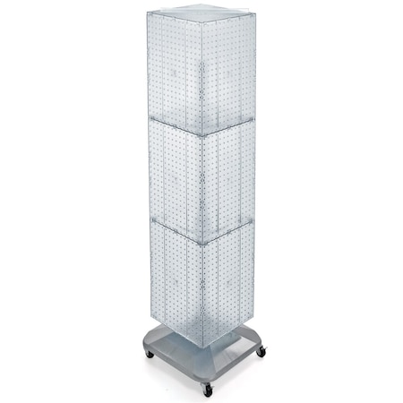 Azar Displays Four-Sided Pegboard Tower Revolving Display Panel Size 14"W x 60"H 701465-CLR